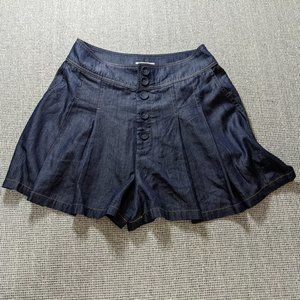 Anthropologie Moon River Blue Pleated Shorts Front Button Closure - size S*